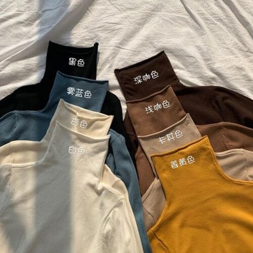 Woman Sweaters Womens Turtleneck Fall Winter Inner Wear Heap Collar Long Sleeves Knitwear Sweater