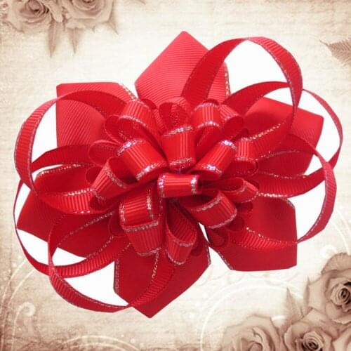 10 BLESSING Happy Girl Hair Accessories New Style 4.5-5"B- Lotus Loopy Puffs Bows Clips