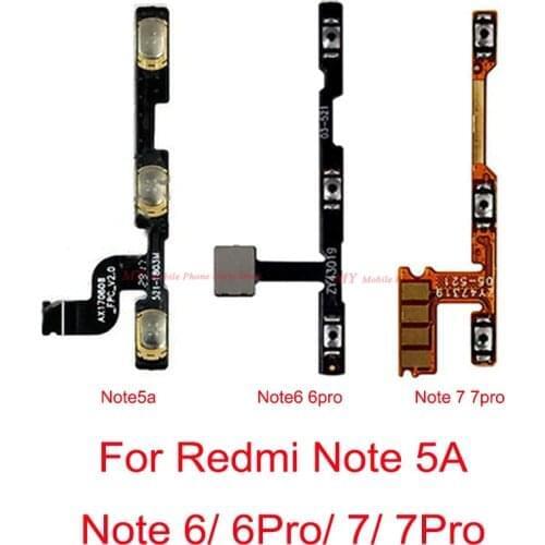 10 PCS Power Switch ON OFF Volume Side Button Key Flex Cable For Xiaomi Mi Redmi Note 5A 6 7 Pro 6pro 7pro Spare Repare Parts