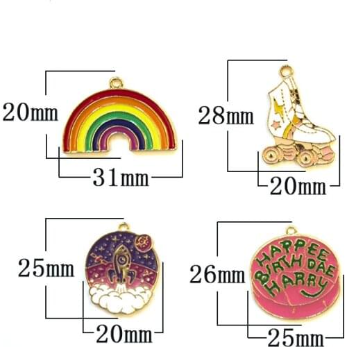 10pcs/Lot Rainbow Roller Skates Diy Handmade Oil Enamel Charms Design for Jewelry Making Earring Bracelet or Necklace