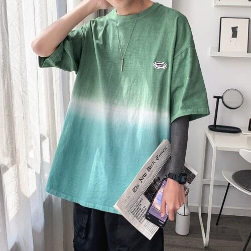 2021 Summer New Men Gradient printing T-shirt Comfortable Men Splicing Short sleeve T-shirt M-3XL
