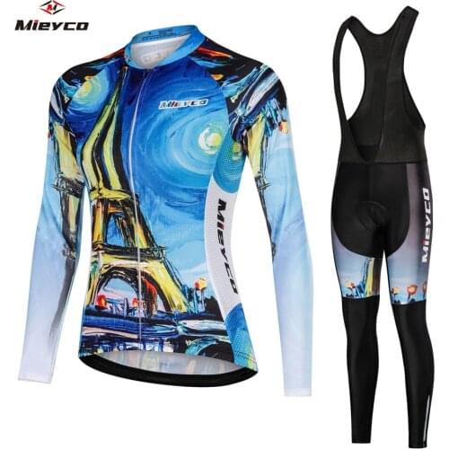 2020 Cycling Jersey Female Long Sleeve Road Bike Wear BIB Suit Women Bicycle Clothes Kit Dress MTB Clothing Set Sports Mountain
