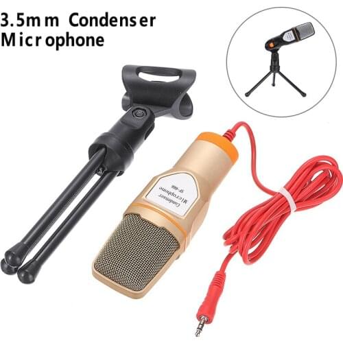 3.5mm Wired Condenser Microphone Mic for Video Recording Microphone Holder Stand Clip For PC Chatting Singing Karaoke Laptop