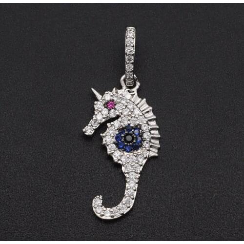 30x12mm 100% CZ Zircon DIY Jewelry Sea Horse Charm Pendant Wholesale Fashion Jewellery Pendants Jewellery Accessories