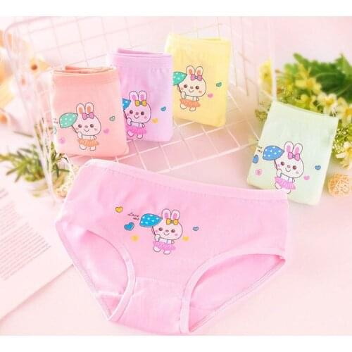 4pc/lot Cotton Panties for Kid Girls Cartoon Soft Underwear Panties Children Teenage Briefs Comfortable Underpants
