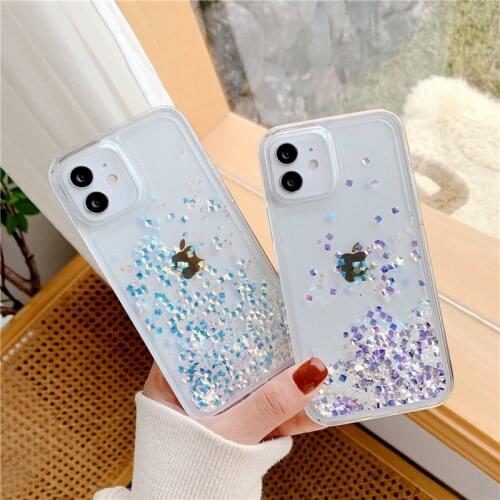 Bling diamond Glitter quicksand case for iphone 12 12Pro Max 11 11promax X Xs Max XR SE2020 7 8 Plus Clear Silicone case Cover