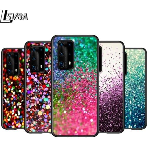 Black Cover Glitter Sand Stone for Huawei P40 P30 P20 P10 P9 P8 Pro Lite 4G 5G 2019 2017 Plus Mini Phone Case
