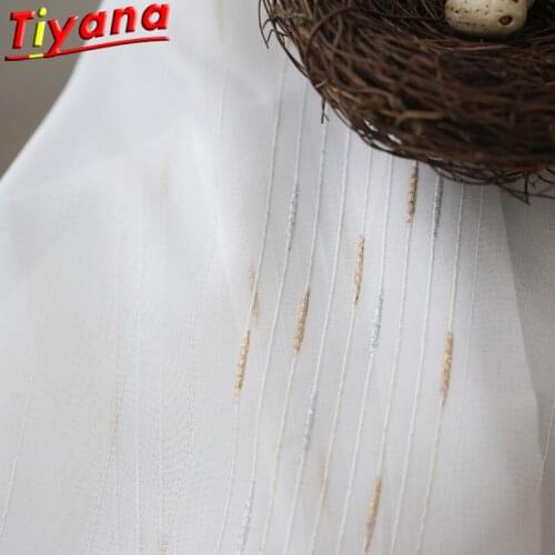 Colorful Meteor Shower Embroidery Tulle Curtain for Living Room Geometric Translucidus Rural Window Drapes X-WP269#30