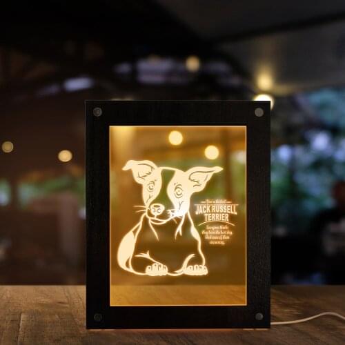 Jack Rusell Terrier Dog Breed LED Lighting Photo Frame Custom Accept LED Illuminated Display Light Puppy Pet Lover Home Decor