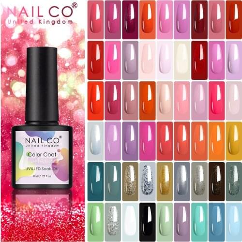 NAILCO 8ml Pink Red Colors Gel Nail Polish Nail Art Varnishes Gel Lacquer Coat Design UV Gel Varnish Soak Off LED Nails Manicure