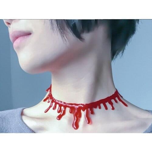 Gothic Simulate Blood Drip Necklace Vampire Fancy Joker Choker Necklace Costume Red Necklaces Party Halloween Jewelry Accessory