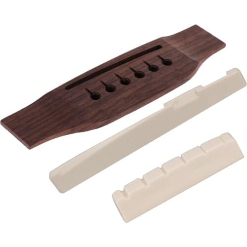Exquisite Left Hand Backhand Acoustic Guitar Bridge and Slotted Saddle Nut