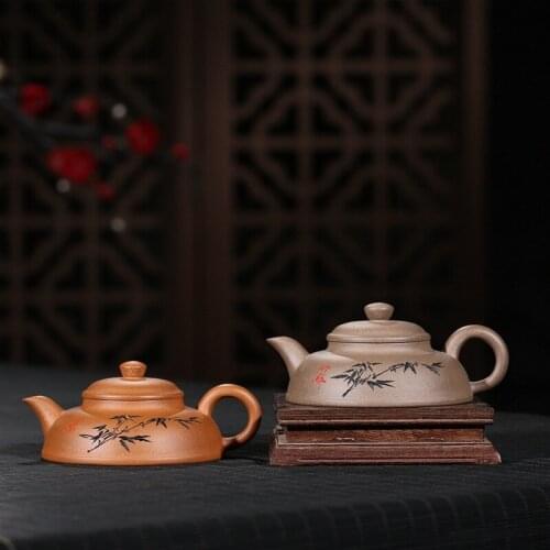 Ore quality goods famous all recommended by hand carved bamboo leaves and a half months manufacturers wholesale tea pot