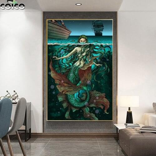 Canvas Painting Mermaid Fairy Poster Abstract Wall Art Picture Couples Tree Vine Plant Woman Forest Print Aesthetic Prints Frame
