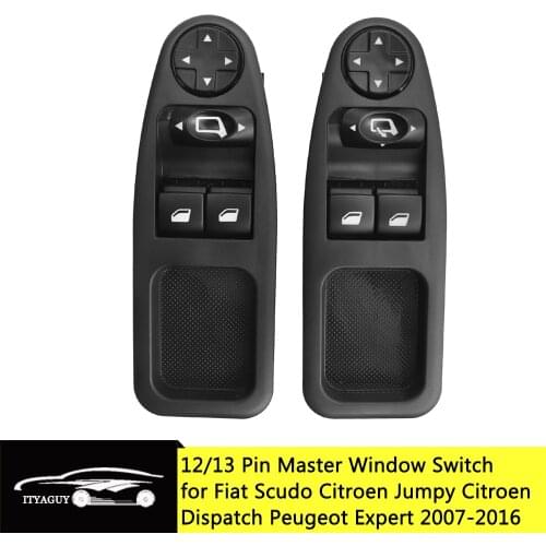 6554ZJ 6554.ZJ 12/13Pins Electric Window Switch Button For Fiat Scudo 270 Citroen Jumpy Dispatch Peugeot Expert Kasten 2007-2016