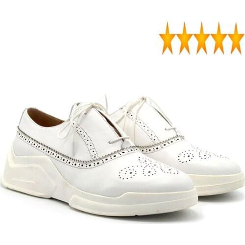 Up Lace Hot Carved 2021 Platform Oxford Men Street Real Leather Casual Male Shoes White Black Breathable Mens Footwear 4CM