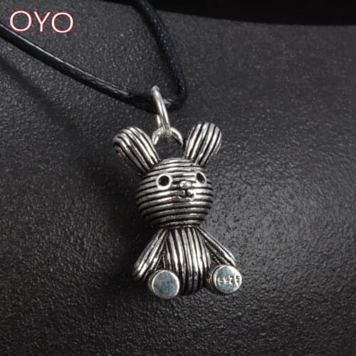 New S925 sterling silver rabbit small pendant, retro three-dimensional solid
