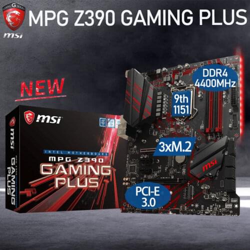 LGA 1151 Motherboard MSI MPG Z390 GAMING PLUS DDR4 64GB M.2 PCI-E 3.0 Support Intel 8th/9th gen Placa-mãe ATX Desktop Intel Z390