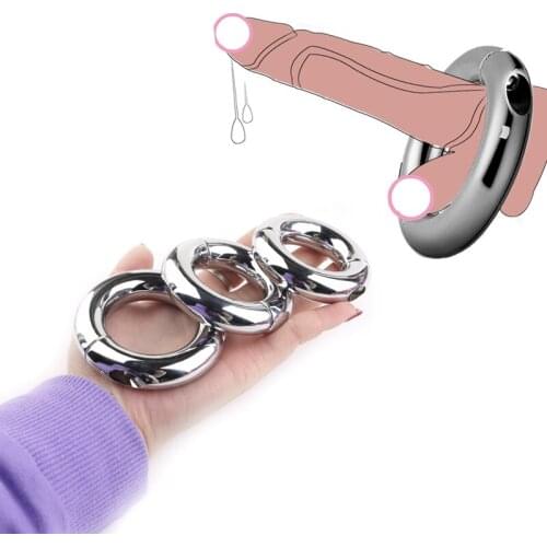 Metal Large Size 40/45/50mm Heavy Duty Male Ball Scrotum Stretcher Detachable Penis Lock Bondage Cock Ring Delay Ejaculation Toy
