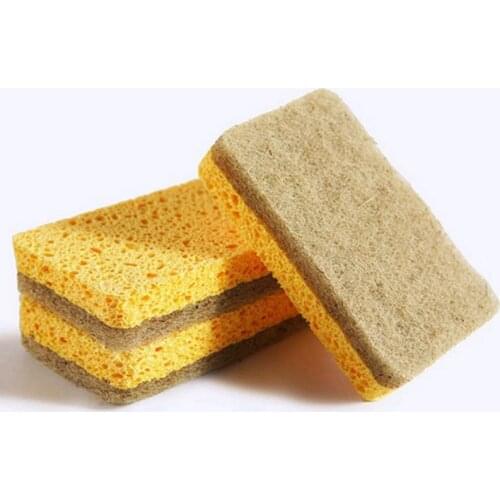 Multifunctional Dishwashing Sponges Kitchen Compound Scouring Pad Natural Wooden Pulp Cotton Sponge Oil-free Dishwashing Cloth