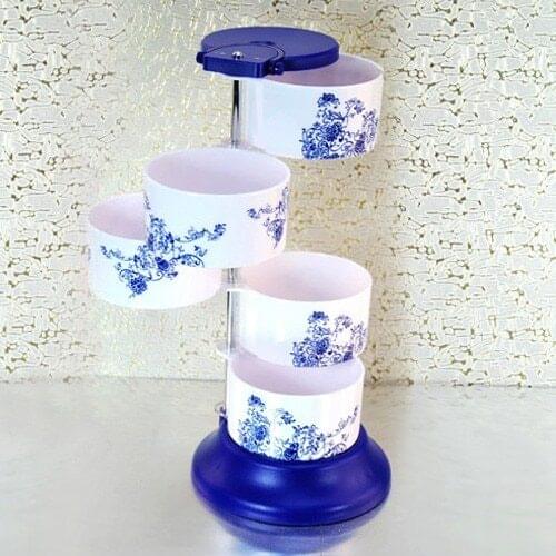 HS040 Multi-compartment Combination Spice Storage Box Green flower rhyme five layer seasoning box Kitchen Supplies 27*12.5cm