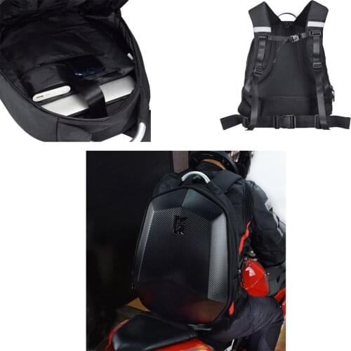 Motorcycle Shoulder Bag Waterproof Hard Shell Backpack Carbon Fiber Color