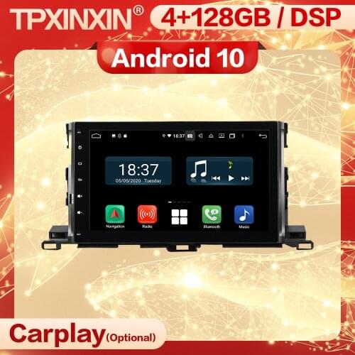 4+128G Carplay 2 Din Android Screen Multimedia Stereo Receiver For Toyota Highlander 2015 2016 2017 Radio Audio Player Head Unit