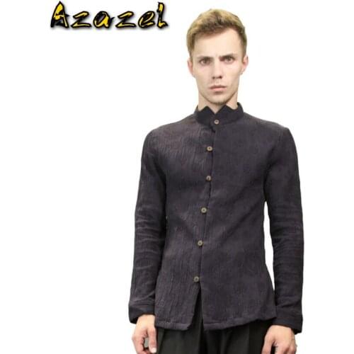 New Arrived 2020 mens Brand shirts Fashion personality hair stylist cotton Long sleeve shirt youth casual linen Slim shirts tide