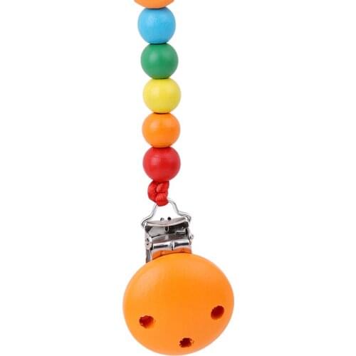 New Arrival Hot Sale Baby Wood Beaded Pacifier Clip Dummy Chain Nipple Holder Infant Soother Teether For Infant Feeding