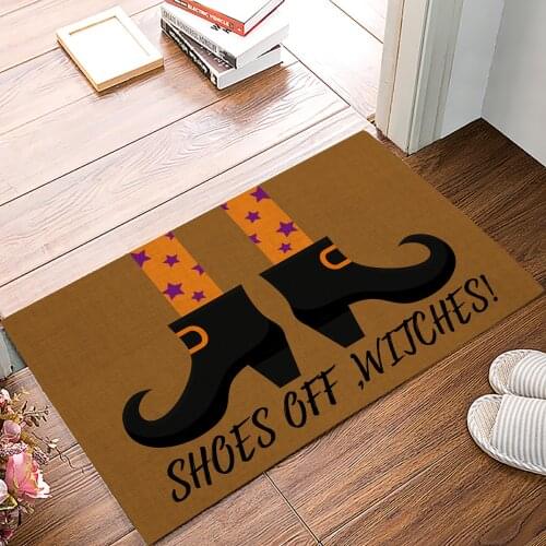 Halloween Witch Shoes Doormat for Entrance Door Bathroom Hallway Non-Slip Rugs Home Decor Kitchen Mats