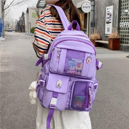 2021 Women Large Capacity Travel Backpack Female Multi-pocket College Waterproof School Bags Transparent Pocket Laptop Backpacks