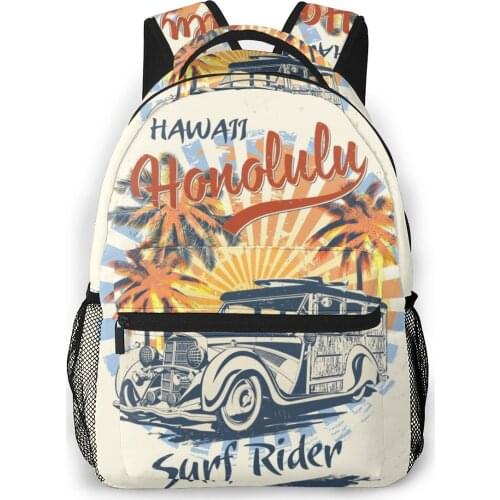 School Bags for Teenagers Boys School Bag Boy Honolulu Sun Beach And Retro Woody Car Students Book Satchels