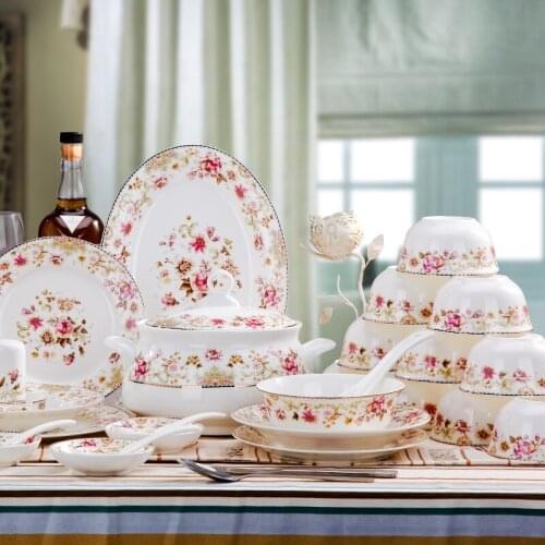 [smile] Jingdezhen set foot high bone china tableware bowl bowl dish Korean wedding gift