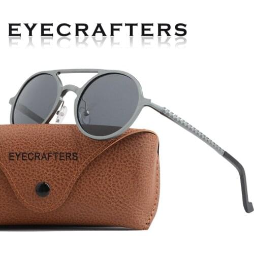 Punk Brand Aluminum Sunglasses Polarized Driving Male oculos Round Sun glasses Eyewear Men New Fashion UV400 Anti-Reflective