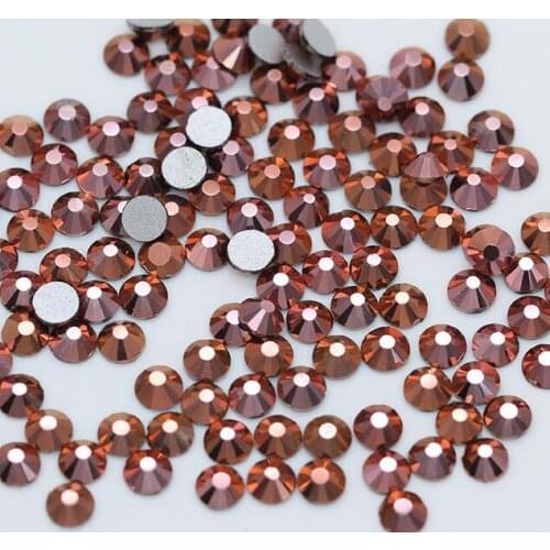 SS3-SS34 Rose Gold Color Glass Strass Nail Art Rhinestones Flatback Glue On Stone Non Hotfix Rhinestones For Nail Art Decoration