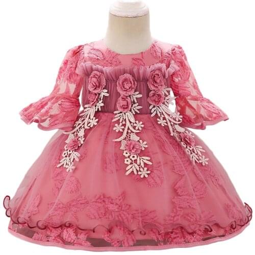 Baby Girls Wedding Princess Dress Summer Kids Dresses For 1 2 Years Girl Party Birthday Baptism Tutu Vestidos Childrens Clothes