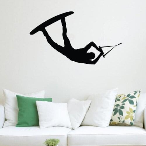 Wakeboard Boy Wall Stickers Cool Wakeboarder Athlete Extreme sport Vinyl Decal Sport Room Decor Wallpaper Kids Room Mural 1246