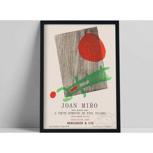 Joan Miro Museum Exhibition Poster, Miro A Toute Epreuve De Paul Eluard Prints, Contemporary Abstract Wall Art, Vintage Decor