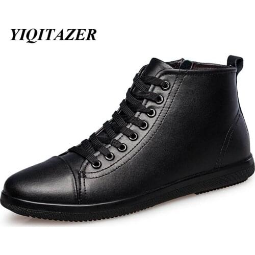 YIQITAZER 2017 Men Ankle Boots High Quality Genuine Leather Men Work&Safety Boots Winter Shoes Rubber Boots Man Plus 46 47
