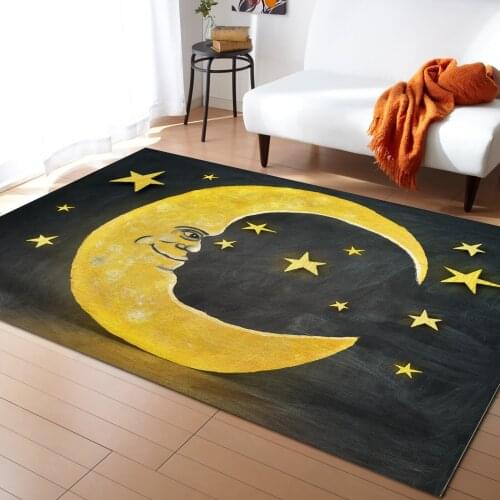 Yellow Night Moon Stars Carpets for Bedroom Home Decor Carpets Kawaii Rugs and Carpets for Home Living Room Outdoor Rug