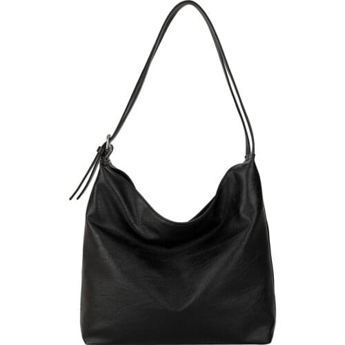 Women Bag PU Bucket New Korean Vintage Casual Solid Zipper Fashion Soft High-Capacity Shoulder Bag Crossbody Women Bag Simple