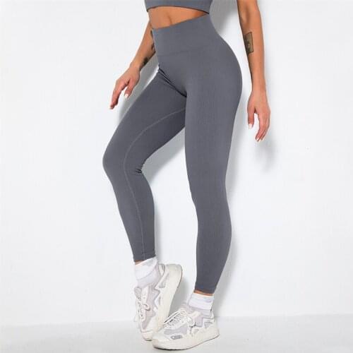 Ribbed Seamless Leggings Women Gym Leggings High Waist Pants Push Up Running Pants Exercise Yoga Leggings Sexy Nylon Sweatpants