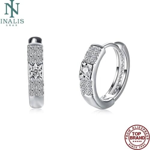 INALIS Stud Earrings For Women Fashion Personality Jewelry Clear Cubic Zirconia Round Earrings Rings Anniversary Gift Hot Sale