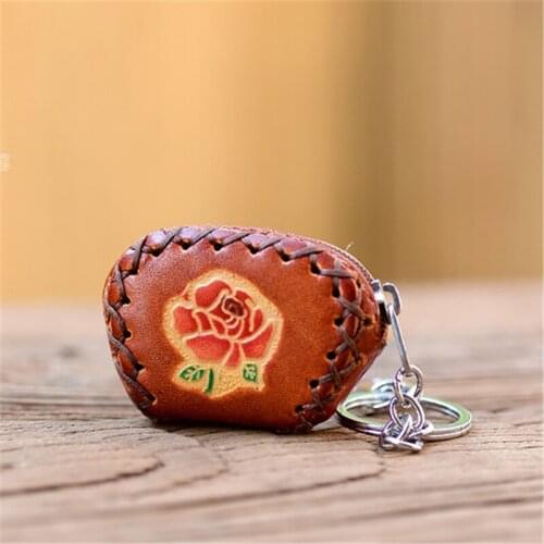 Women Mini Pendant Coin Purse Bags Key Wallets Genuine Cow Leather Clutch Retro Handmade Cute Small Handbags Ladies DIY Gift