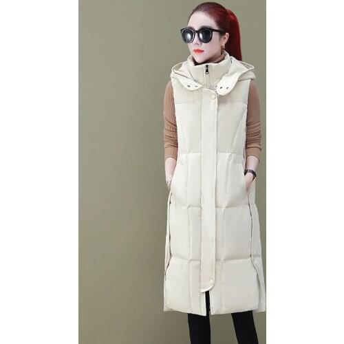 Autumn Winter Womens Solid Loose Long Sleevele Vest Jacket Slim Fit Warm Puffer Coat Waistcoat Fashion Zipper Female Outwear