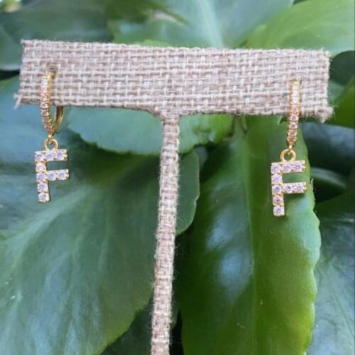 1 pair Initial Earrings A-Z Letters Crystal Boho Piercing Earring for Women Hoop Earrings Buckle Creative Joker Earring Jewelry