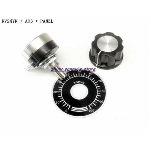 10 Sets/Lot RV24YN 20S B501/ B502/ B503/ B504 Ohm Potentiometer + A03 Knob + Panel Brand New
