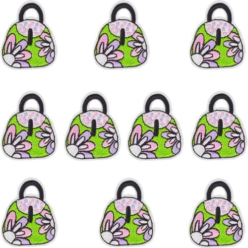 10PCS Printed Tote Bag Patch Sew Accessories Stripe Clothing Embroidery Patches for Woman Iron on Patch for Clothes DIY Craft