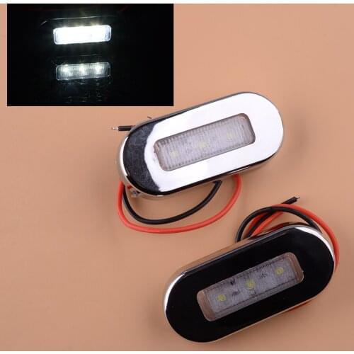 2Pcs 12V DC Marine Boat White 3-LED Courtesy Lights Stair Deck Garden Lamp for Universal Vehicles Trailer Truck