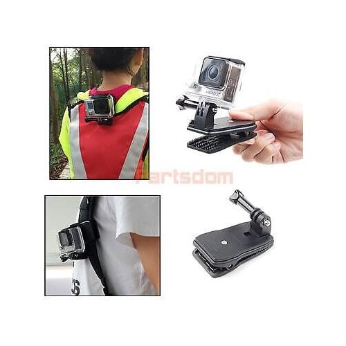 2 in 1 Gopro 360 Rotary Backpack Hat Mounts Clip Fast Clamp Mount for GoPro Hero 1 / 2 / 3 / 3+ / 4